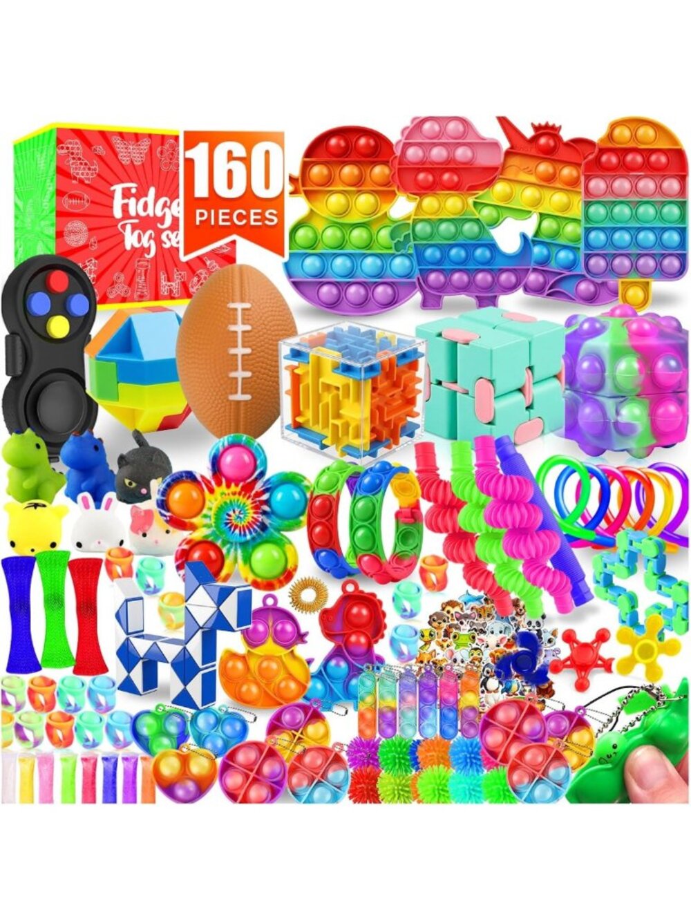 160 Pack Fidget Toys - Sensory Party Favors for Kids, Classroom Goodie Bags